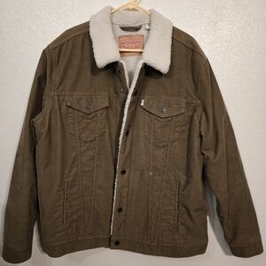 Levis Heavy Men's XXL Corduroy Snap Jacket Sherpa lined Trucker